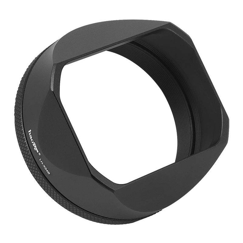 Haoge LH-X54B Square Metal Lens Hood with 49mm Adapter Ring for Fujifilm X100VI Fuji X100V Camera Black - Image 1